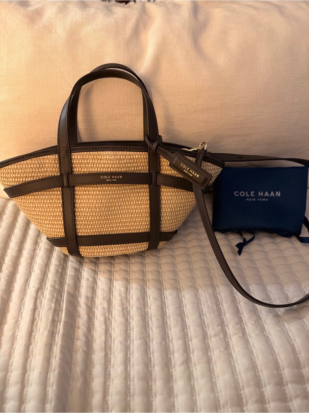 Cole Haan Rafia Mini Key West Tote Crossbody Bag